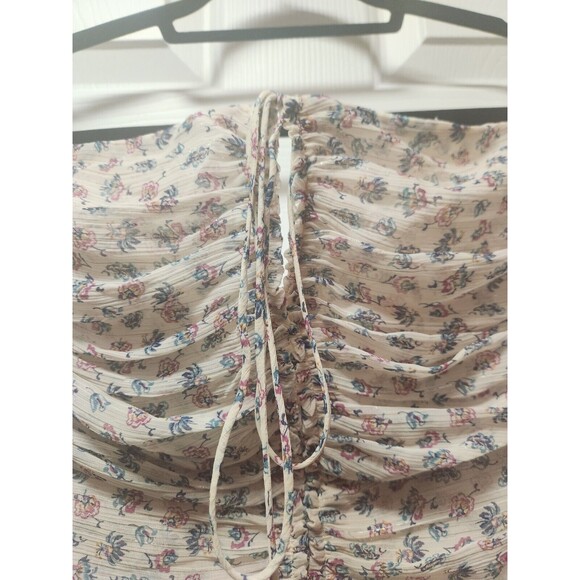 Zara Floral Ruched Floral Metallic Detail Strapless mini dress NWT Size Medium - Picture 2 of 6